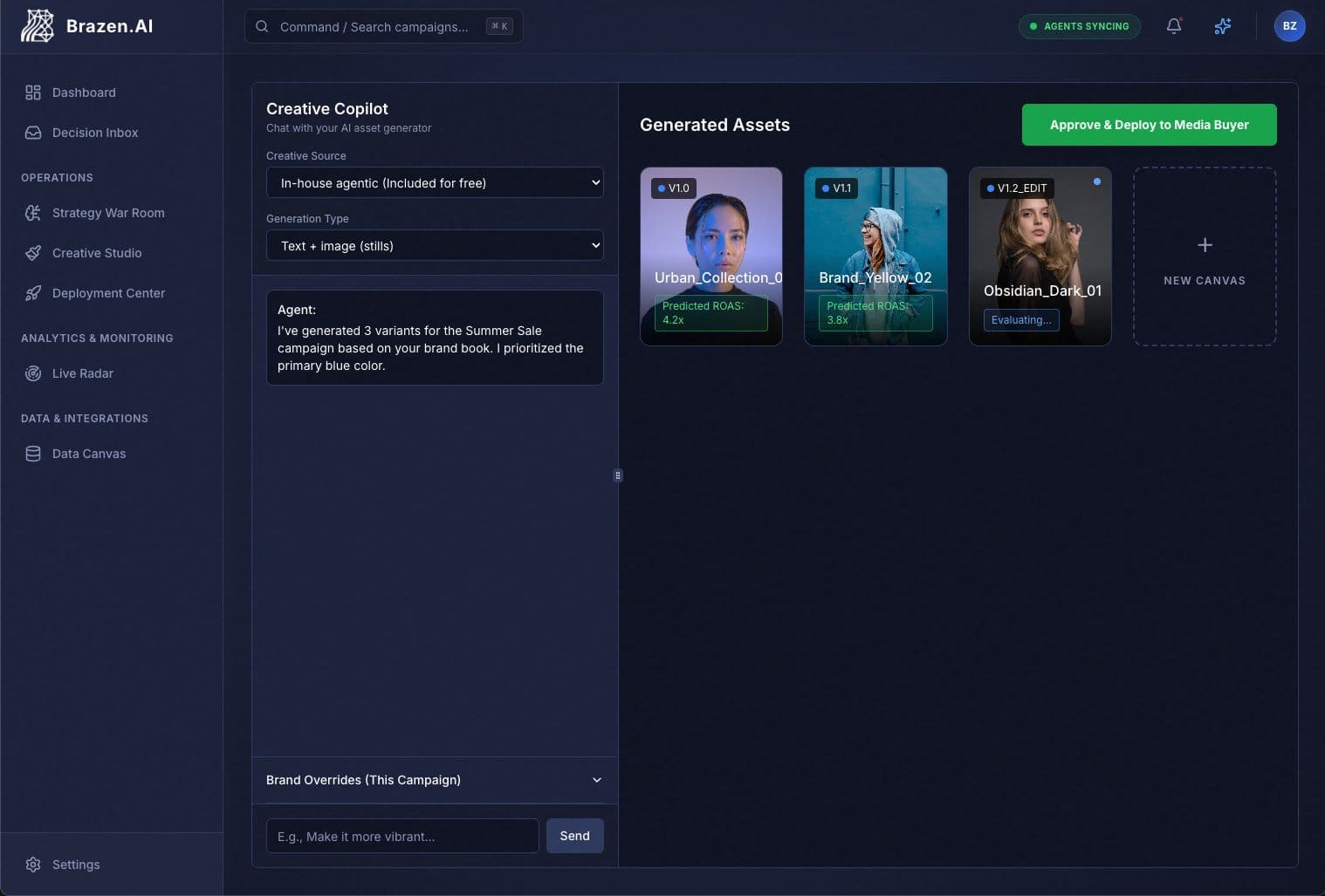 Brazen.AI Creative Studio — generative creative assets